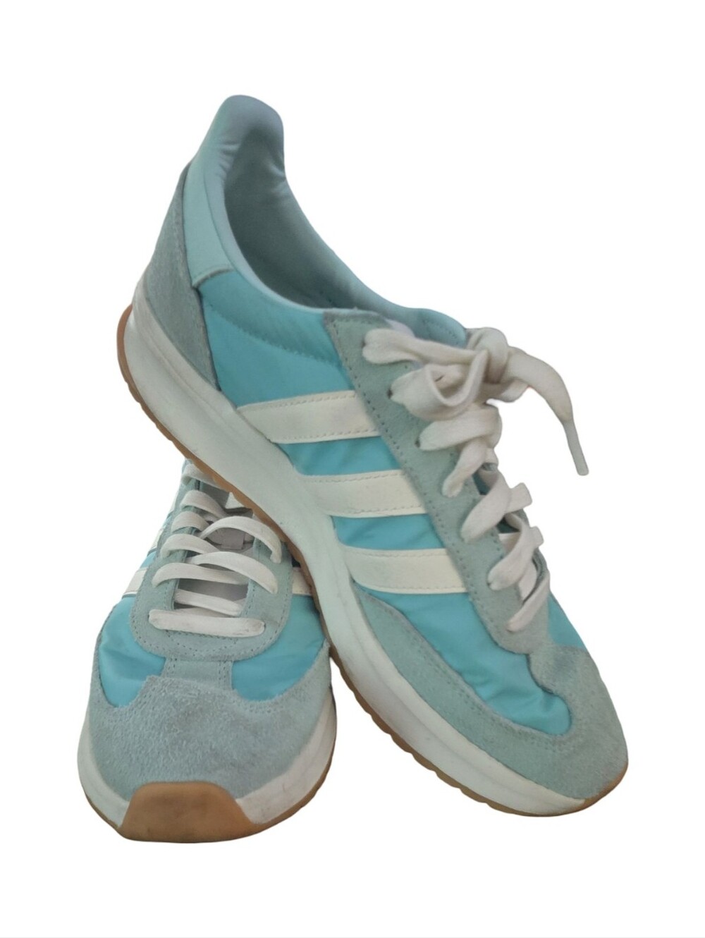 adidas Women's Light Blue and White Retro Runner Sneakers Retro Girlcore